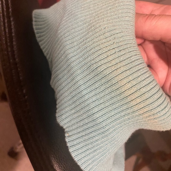 liz & co. Teal/Blue Turtle Neck Short Sleeve Shirt Size L - Picture 7 of 7